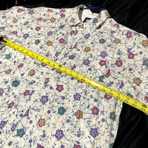 Stussy Button-Up Shirt Men's XL Beige Floral Print Short Sleeve Preppy Casual - Picture 6 of 6